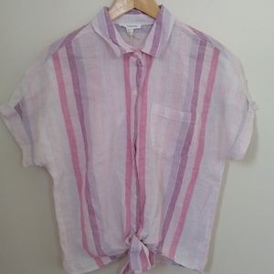BeachLunchLounge Collection Pink Linen Top Shirt